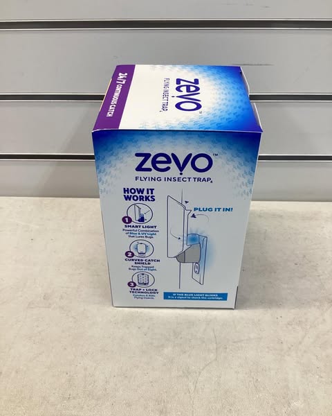 Zevo Flying Insect Indoor Light Fly Trap Starter Kit, Catches House Flies, Fruit Flies, Gnats and More - 1 Trap + 3 Refills