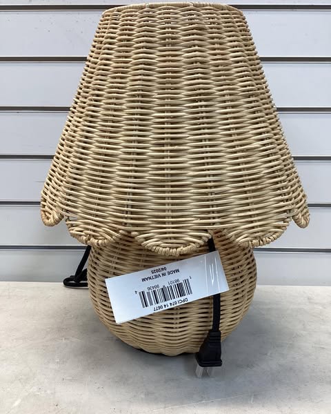 Threshold Table Lamp with Woven Base and Woven Shade