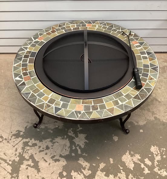 Pleasant Hearth Juniper 34 in. Wood Slate Fire Pit