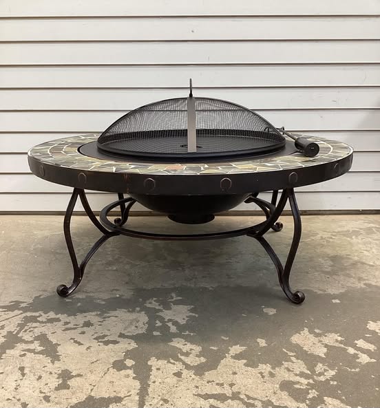 Pleasant Hearth Juniper 34 in. Wood Slate Fire Pit