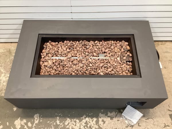 Real Flame Aegean Small Rectangle Fire Table with NG Conversion Mist Gray