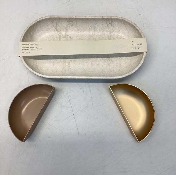 Round Nesting Jewelry Organizer Tray Set 3pc