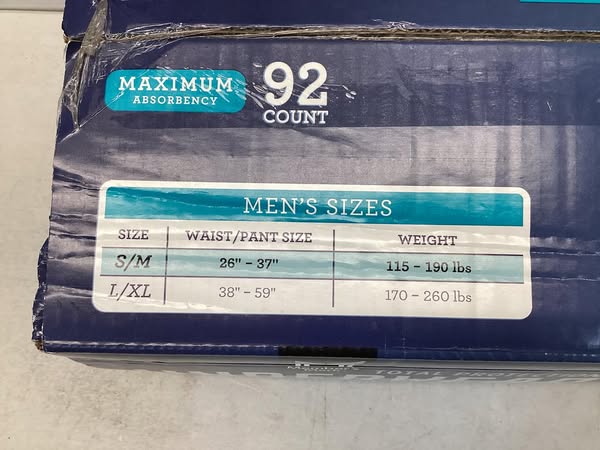 Member's Mark Total Protection Incontinence Underwear for Men Size S/M