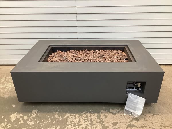 Real Flame Aegean Small Rectangle Fire Table with NG Conversion Mist Gray