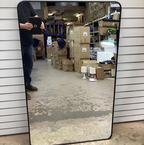 LuxHomez 30 in. W x 48. 2 in. H Rectangular Aluminum Frame Square Black Wall Mirror