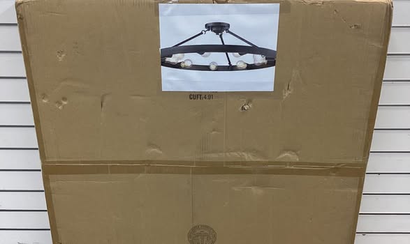 Golden Lighting Castile 32 in. 9-Light Matte Black Semi-Flush Mount