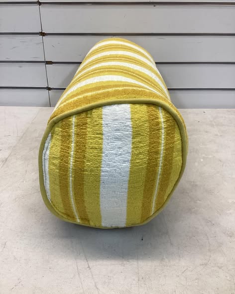 20"x8" Terry Printed Chenille Lumbar Bolster Pillow Yellow Stripe - Threshold