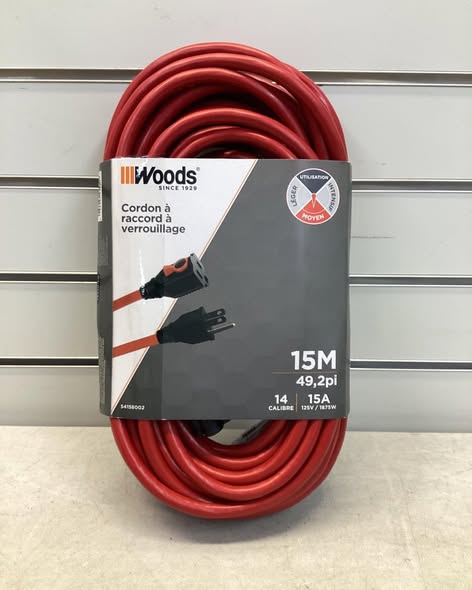 Woods Electric Extension Cord - Red - 15-m