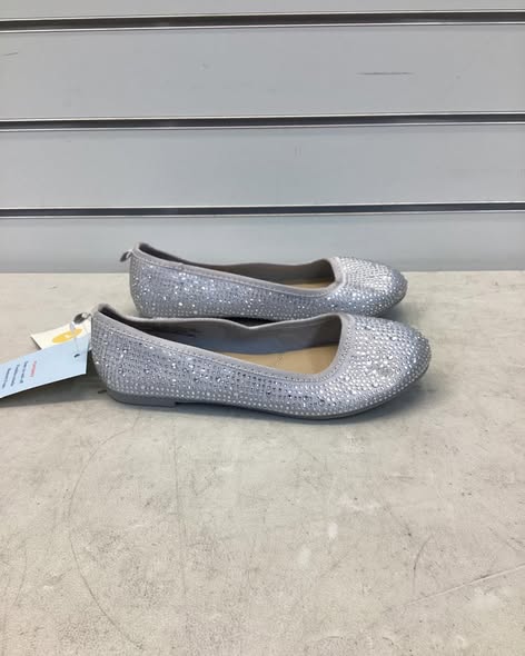 Cat & Jack Lisa Ballet Flats Shoes size 1 - Gray/Silver/Rhinestones