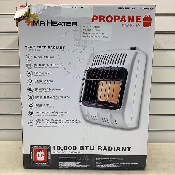 Mr. Heater Propane Vent-Free Radiant Wall Heater, 10,000 BTU, 2-Plaque, Model# MHVFR10LP