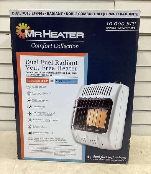 Mr. Heater 10,000 BTU Vent Free Radiant Natural Gas or Propane Dual Fuel Indoor Space Heater