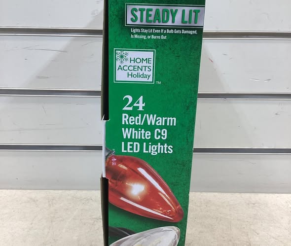 Home Accents Holiday 24 Red and Warm White Smooth Steady Lit Super Bright C9 LED String Lights