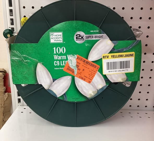 Home Accents Holiday 100 Count Warm White Steady Lit Super-Bright C9 LED Lights