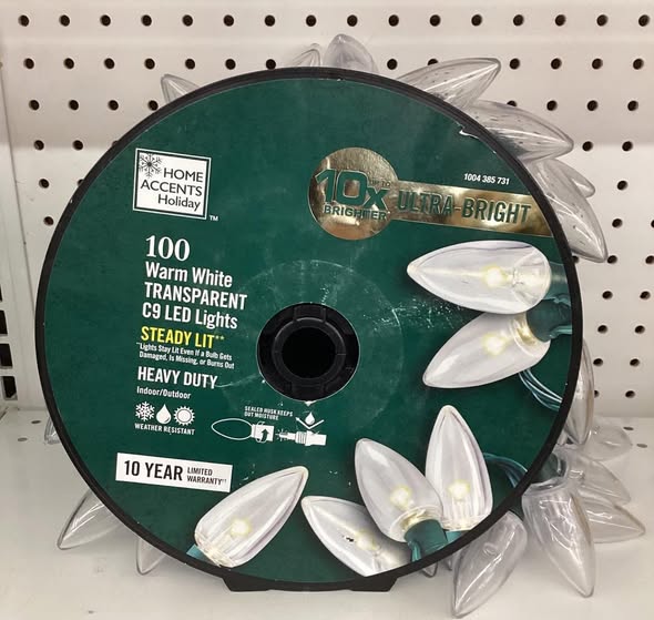 Home Accents Holiday 100 Count Warm White Transparent C9 LED Lights Heavy Duty