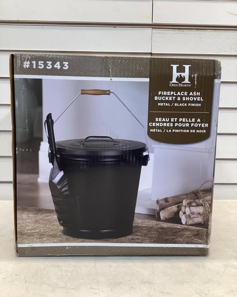 Open Hearth Fireplace Ash Bucket with Shovel