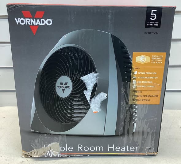 Vornado VH240 1500-Watts Black Indoor Electric Fan Space Heater with Advanced Safety Features