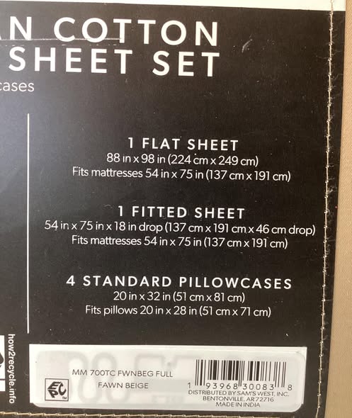 Member’s Mark Hotel Premier Collection 700-Thread-Count Solid Egyptian Cotton Sheet Set - Full Size