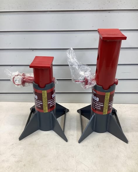 AME Jack Stand: Pin Adjustment, 9 ton Load Capacity, 16 1/2 in Max Extended Ht, Square, Steel, 1 PR