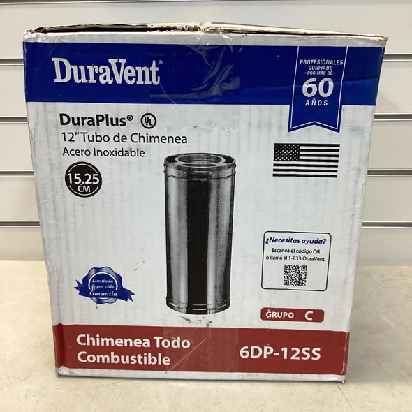DuraVent, 6in. Diameter 12in. Length SS, Included (qty.) 1 Material Stainless Steel