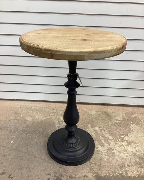 Kate and Laurel Wixley Rustic Farmhouse Round Pedestal Side Table, Wood and Metal Construction, Mixed Material Design, 18" x 18" x 25"