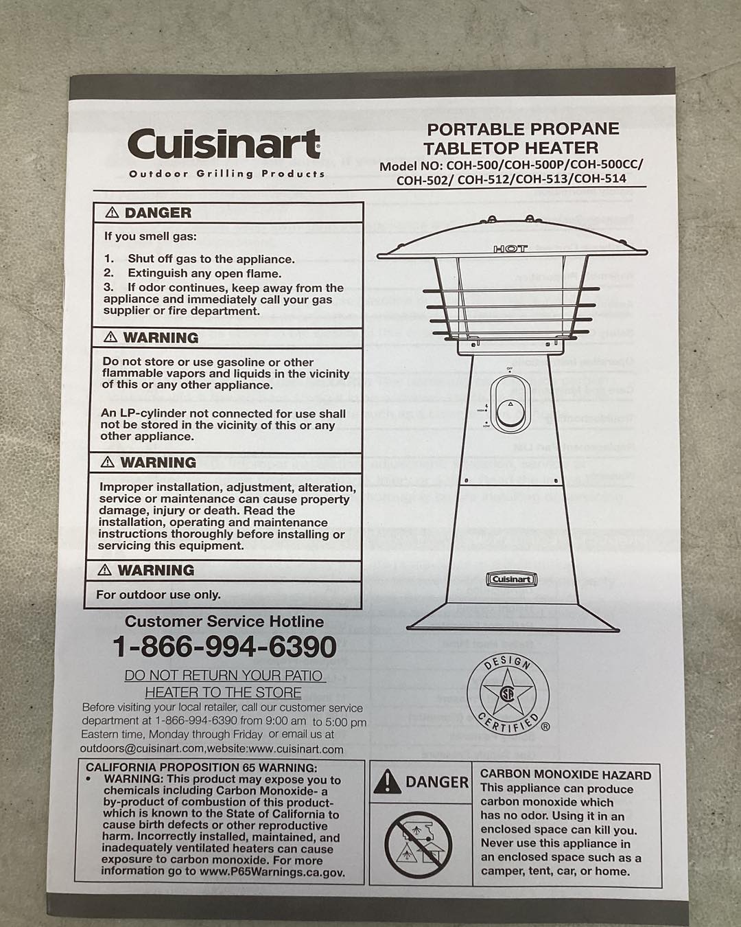 CUISINART OUTDOORS 11,000 BTU Portable Tabletop Propane Patio Heater