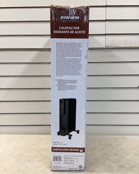 Konwin 1500-Watt Black Indoor Electric Oil-Filled Radiator Convection Radiant Space Heater with Remote Control for Living Space