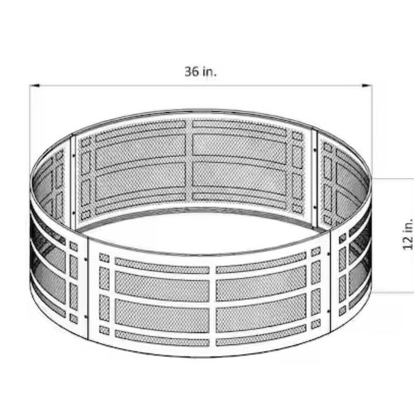 36 in. Metal Wood Burning Outdoor Fire Pit Ring Round Lattice Campfire Ring for Outdoor Camping