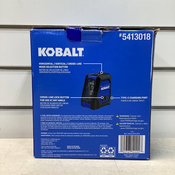 Kobalt 100-ft Green Self-Leveling Cross-line Laser Level Kit Model #54402