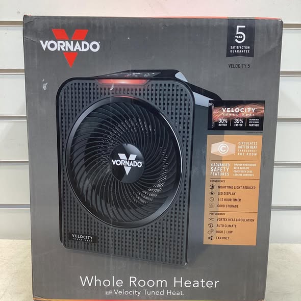 Vornado Forced Air Velocity 5 Whole Room 1500-Watt 5118 BTU Electric Space Fan Electric Heater - Lightly Used