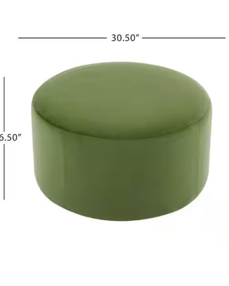 CHRISTOPHER KNIGHT HOME Olive Green Velvet Round Accent Ottoman