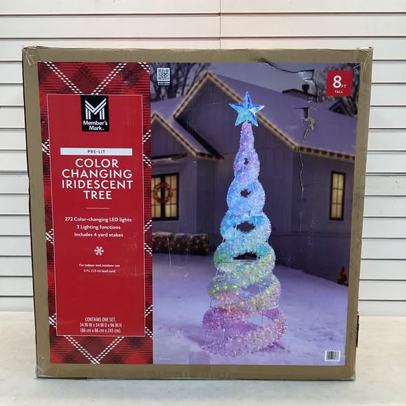 Member's Mark 8' Pre-Lit Iridescent Color-Changing Spiral Tree