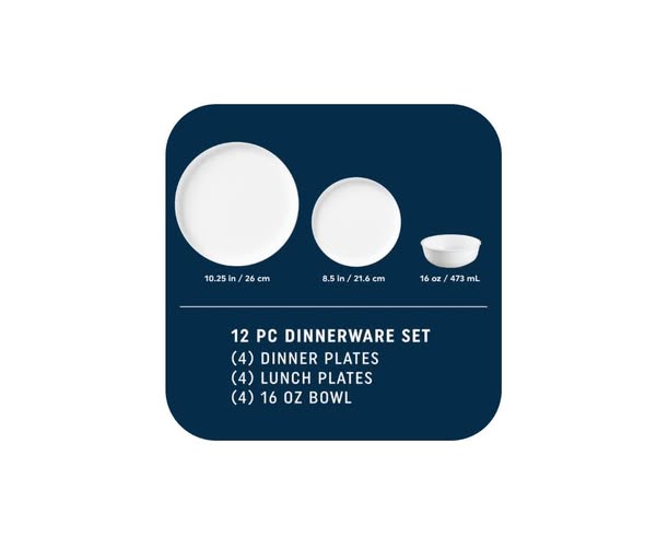Corelle 12-Piece Modern Round Dinnerware Set