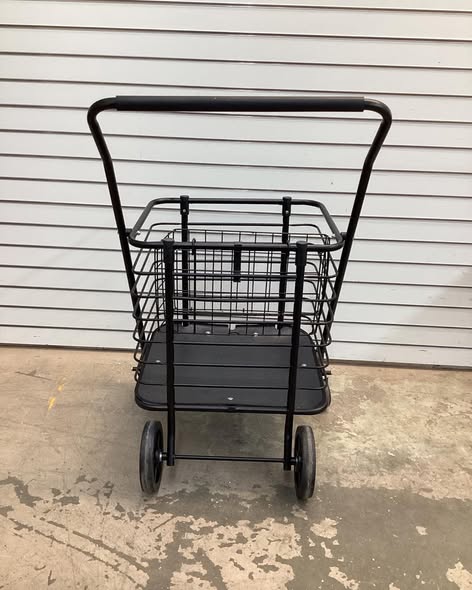 Milwaukee Heavy-Duty Steel Shopping Cart with Accessory Basket in Black