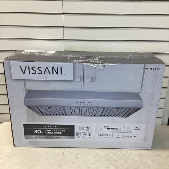 Vissani Sarela 30 in. W x 7 in. H 500CFM Convertible Under Cabinet Range Hood in Stainless Steel with LED Lights and Filter