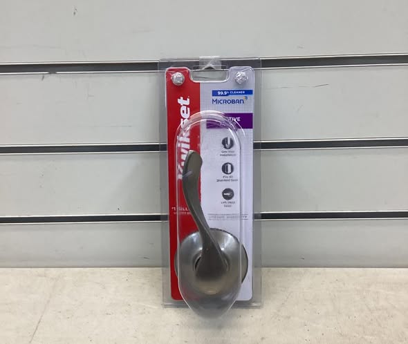 Kwikset Balboa Satin Nickel Left-Handed Half-Dummy Door Handle featuring Microban Technology