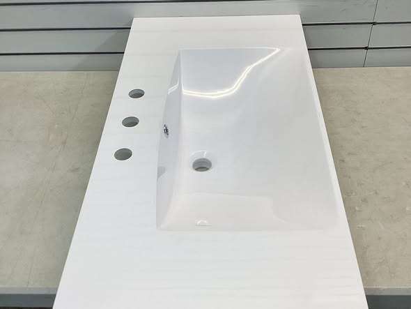 Sink - JONATHAN Y Ancillary 3-Hole 36 in. W x 18.25 in. D Classic Contemporary Rectangular Ceramic Single Sink Basin in White