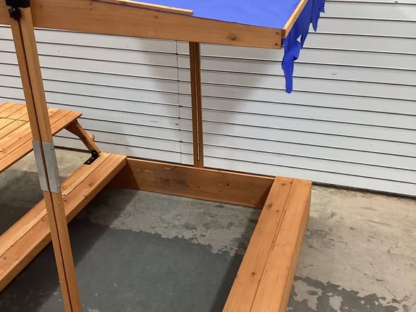 Kids Wooden Sand Box with Foldable Picnic Sensory Table and Bench