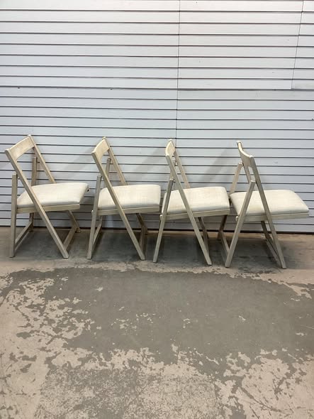 Contemporary 19" Wide Portable Folding Brushed Wooden Dining Chairs with Padded Cushion