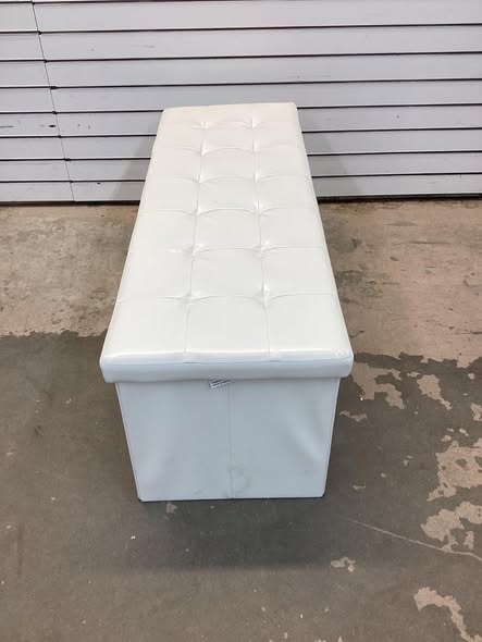 Costway 43 Inches Folding Storage Ottoman Bench Foot Rest Stool with Side Pocket White