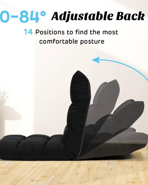 Costway Adjustable 14-Position Floor Chair Folding Lazy Sofa Lounge Chair Black.