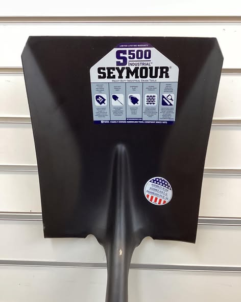 Seymour Square Point Shovel, Rear Rolled Step, 48" Industrial Grade Fiberglass