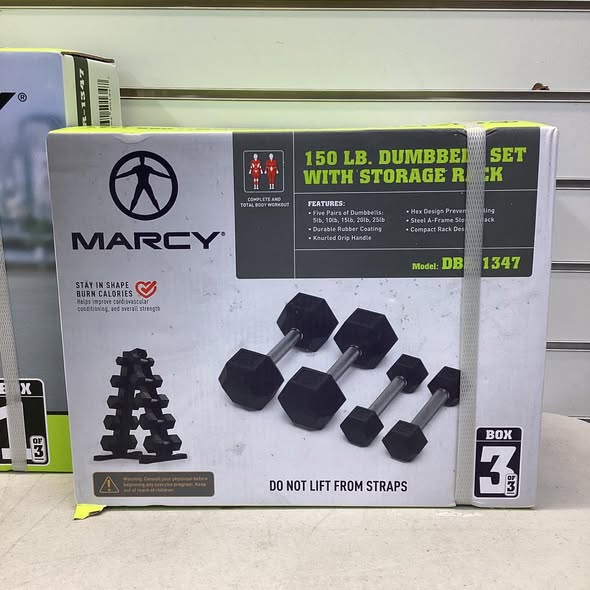Marcy 150 lb. Rubber Hex Dumbbell Set with Rack