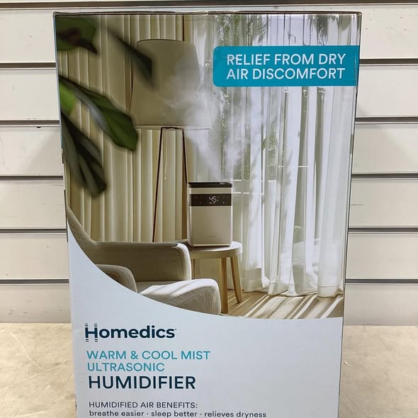 Homedics Premium Warm & Cool Mist Ultrasonic Humidifier, Topfill, 58 Hour Runtime