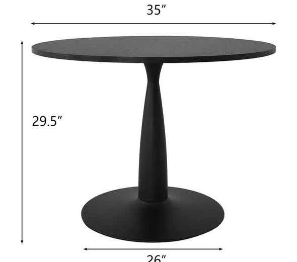 New Haven Modern 35" Black Round Dining Table