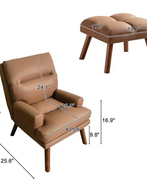 Maybery 44.1''Wide Modern Soft Upholstered Standard Reclining Accent Chair With Ottoman