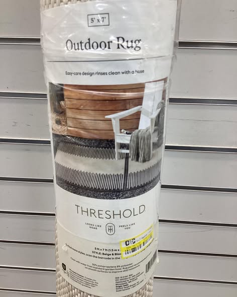Threshold Neutral Lines Outdoor Area Rug Beige/Black 5’ x 7’