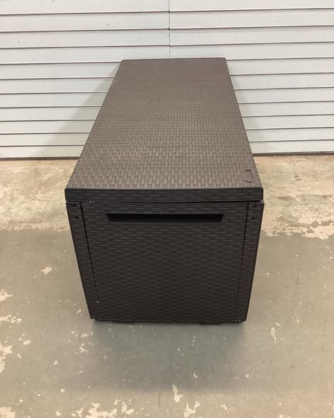 Keter Capri 80 Gal. Brown Durable Resin Plastic Deck Box Outdoor Storage For Patio Lawn and Garden