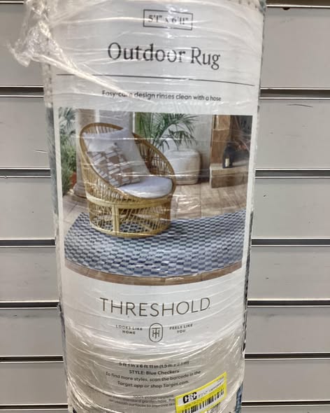 Threshold Blue Checkers Outdoor Rug 5’ 1”x 6’ 11”