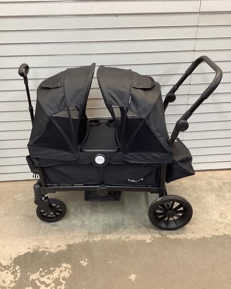 BABY JOY Wagon Stroller for 2 Kids, Collapsible Push Pull Double Stroller Wagon with Adjustable Handle Bar