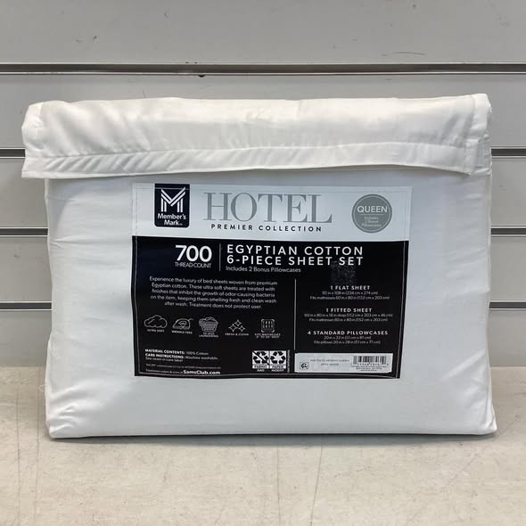 Member’s Mark Hotel Premier Collection 700-Thread-Count Solid Egyptian Cotton Sheet Set - Queen Size